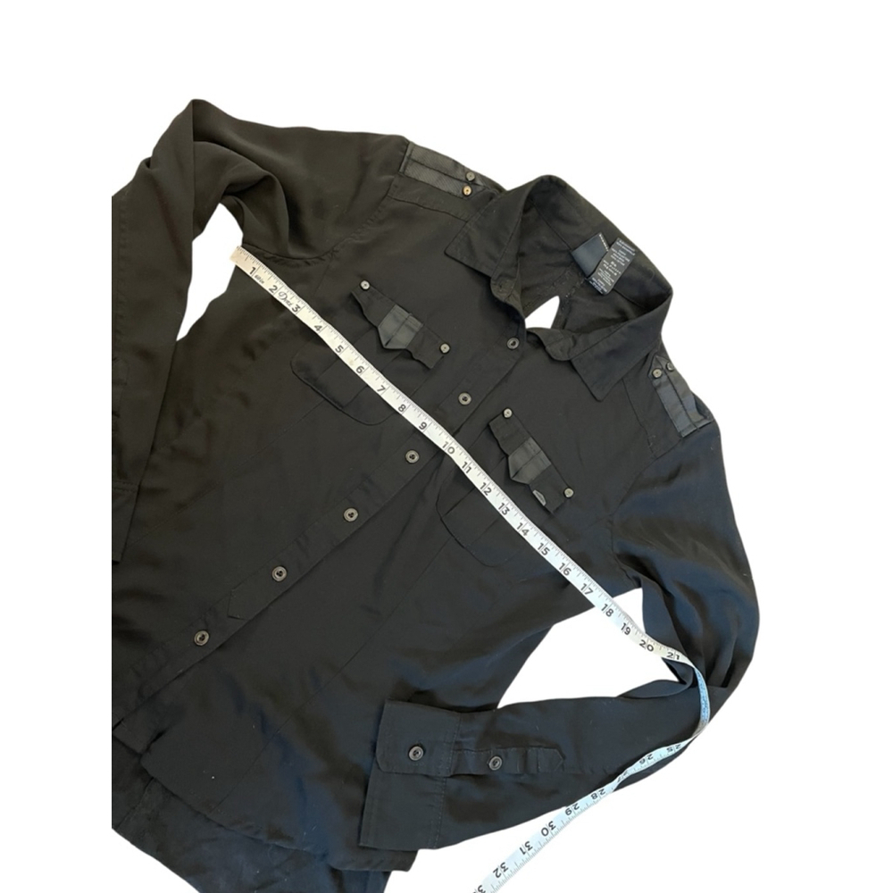 HARLEY DAVIDSON Top Women’s Medium Black Button Up Semi Sheer Shirt M - Picture 7 of 9